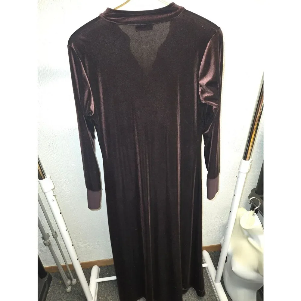Abaya S&S Velvet Longline Jeweled Button-Front Deep Plum